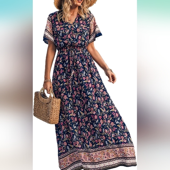 Pretty Garden Dresses & Skirts - Boho Floral Maxi Dress